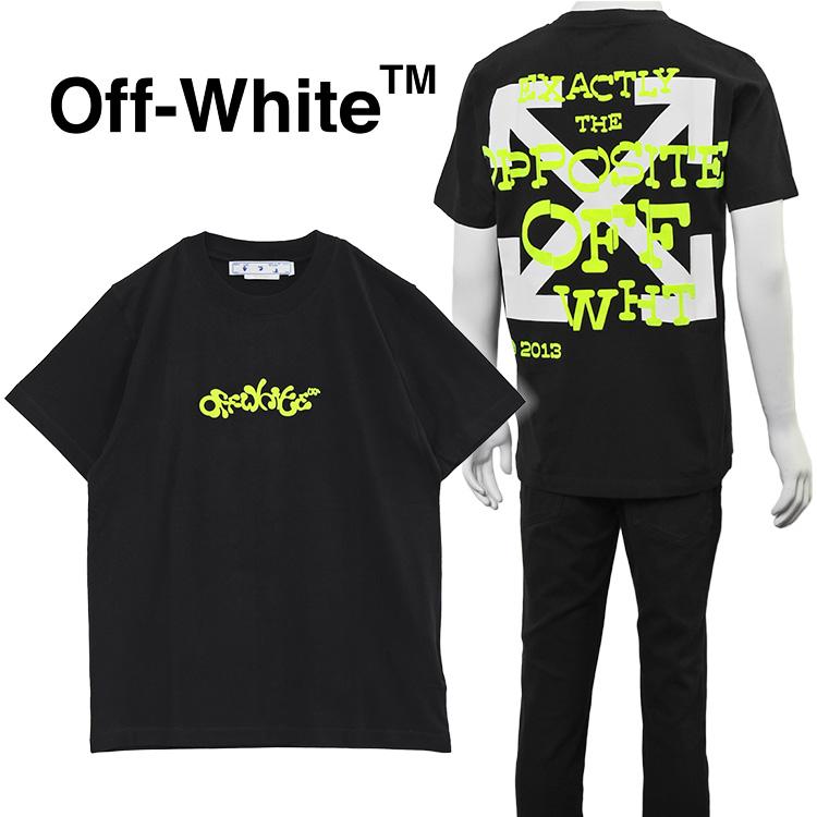 オフホワイト Off-White Tシャツ オポジット アロー スリム フロックプリント OMAA027S23JER006-1050 ブラック
