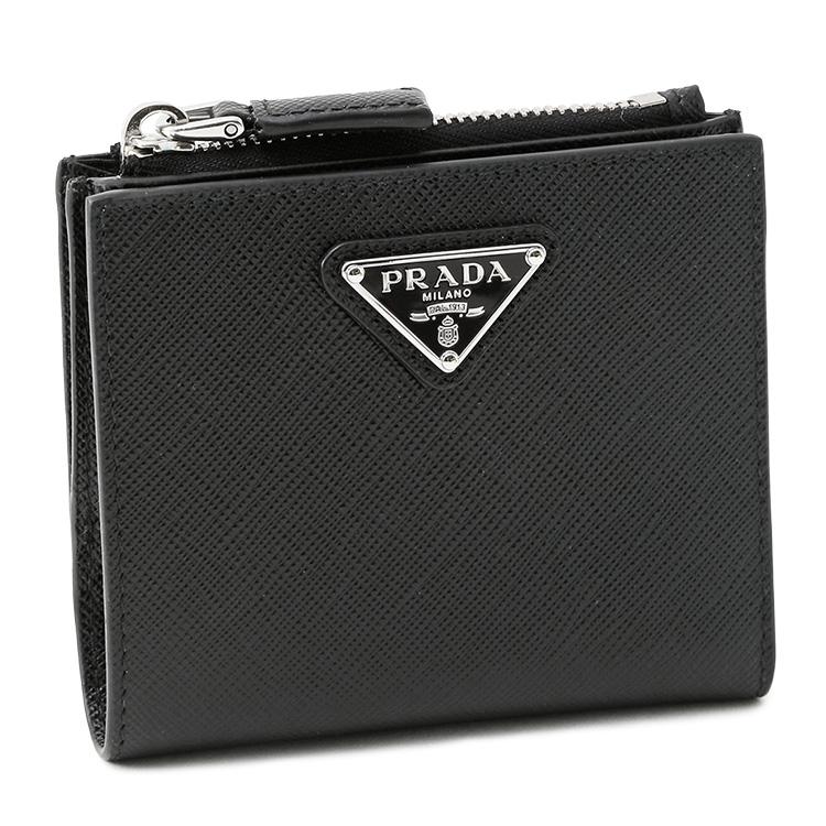 プラダ PRADA 二つ折り財布 2ML049 サフィアーノトライアングル NEROの画像