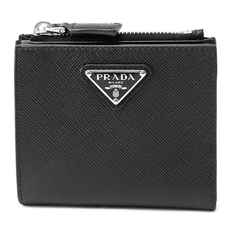 プラダ PRADA 二つ折り財布 2ML049 サフィアーノトライアングル NEROの画像