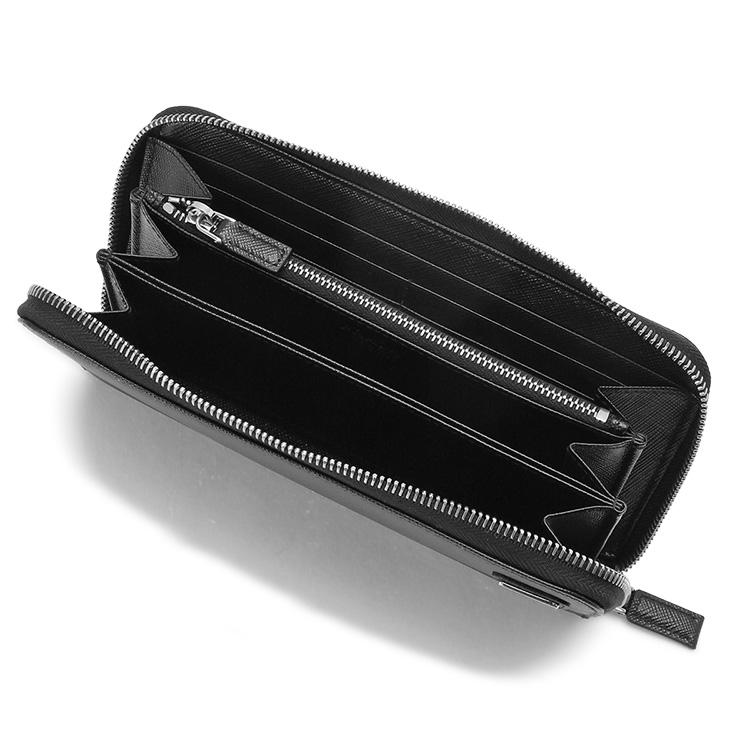 プラダ PRADA 長財布 2ML317-QHH-F0002 サフィアーノトライアングル NERO ラウンドファスナーの画像