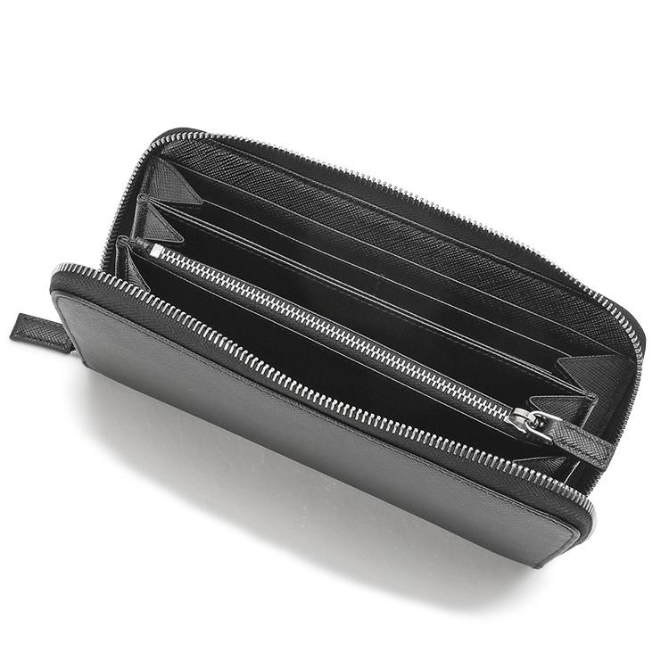 プラダ PRADA 長財布 2ML317-QHH-F0002 サフィアーノトライアングル NERO ラウンドファスナーの画像