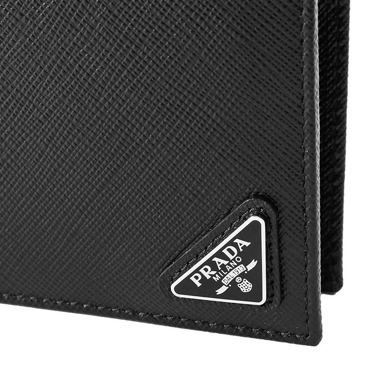 プラダ PRADA 二つ折り財布 2MO738-QHH-F0002 サフィアーノレザー コインパース付き NERO メンズの画像