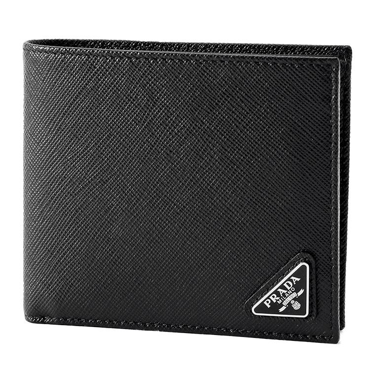 プラダ PRADA 二つ折り財布 2MO738-QHH-F0002 サフィアーノレザー コインパース付き NERO メンズの画像