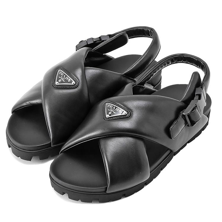 PRADA プラダ パデッド ナッパレザー クリスクロス サンダル PRADA プラダ パデッド ナッパレザー クリスクロス サンダル