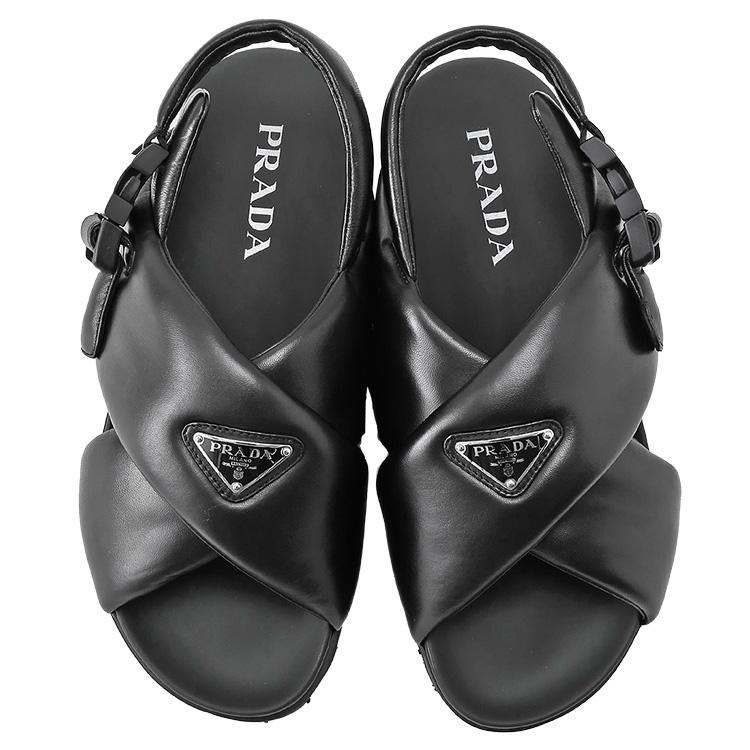 PRADA プラダ パデッド ナッパレザー クリスクロス サンダル PRADA プラダ パデッド ナッパレザー クリスクロス サンダル