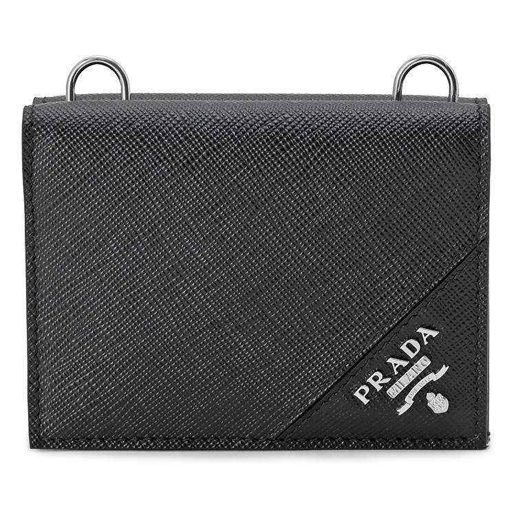 プラダ 財布 PRADA サフィアーノレザー カードケース ネックストラップ 2MR035-QME-F0002 NERO