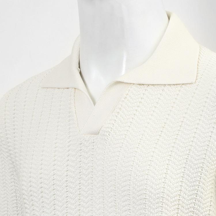 Gran Sasso（グランサッソ） リブニット スキッパーポロ アイボリー