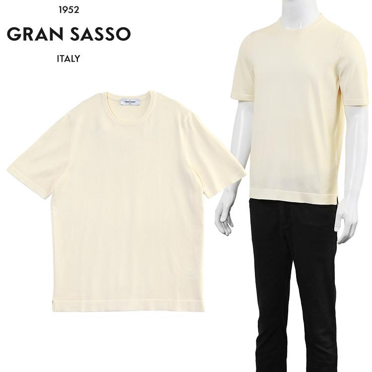 Gran Sasso グランサッソ ハイゲージニットTシャツ オフホワイト 58138-18120-007 メンズ