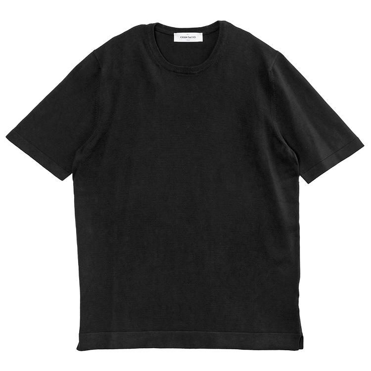 Gran Sasso（グランサッソ） ハイゲージニットTシャツ ブラック 58138