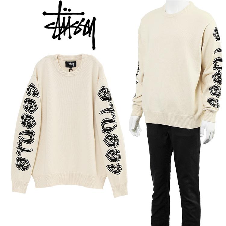 ステューシー ニット STUSSY スリーブ ロゴ セーター 117176-NATURAL