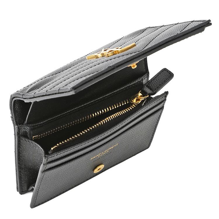 YSL イヴサンローラン がま口コンパクトウォレット ブラック ゴールド SAINT LAURENT サンローラン アップタウン コンパクトウォレット