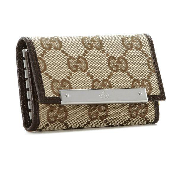 グッチ GUCCI キーケース メンズ GGキャンバス メタルバー 6連キーケース ベージュ 127048-F40IR-9643｜importbrandgrace