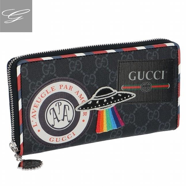 美品✨ グッチ　長財布　ラウンドファスナー　ナイト　クーリエ　レザー　ブラック GUCCI 【並行輸入品】 グッチ/GUCCI 財布 メンズ NIGHT COURRIER