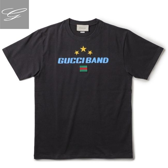 【20SS SALE】グッチ/GUCCI シャツ メンズ GUCCI BAND Tシャツ NERO 565806-XJB2W-1142