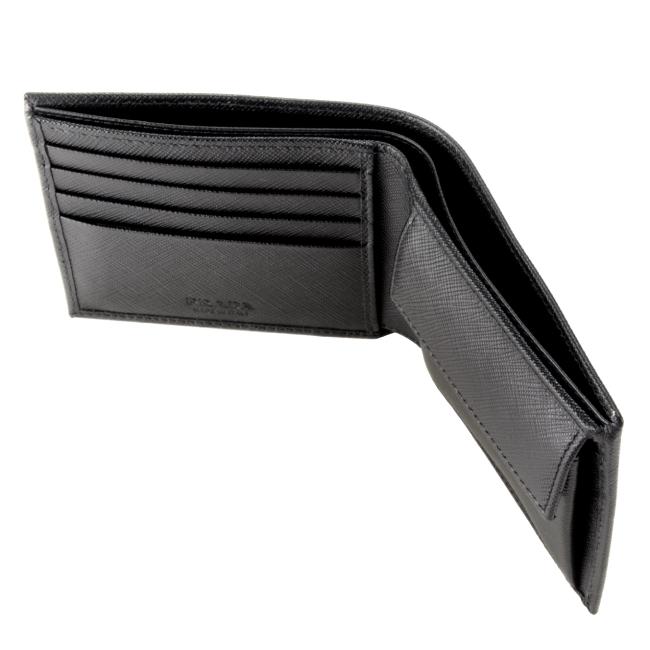 あす楽対応 Prada 二つ折り財布 プラダ 財布 2mo738 Qhh 002 21年秋冬 Nero 型押しカーフスキン メンズ 1252mo738qhh002