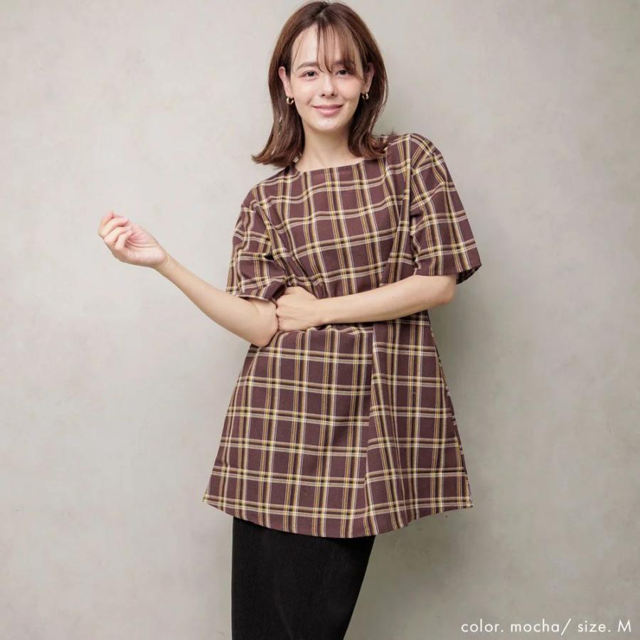 ワンピース チュニック チェック柄 ラインワンピース | ブランド登録なし | 03