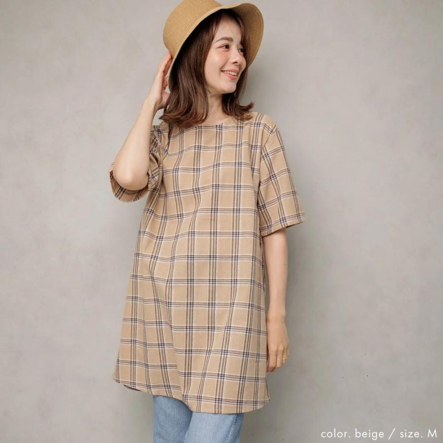 ワンピース チュニック チェック柄 ラインワンピース | ブランド登録なし | 05