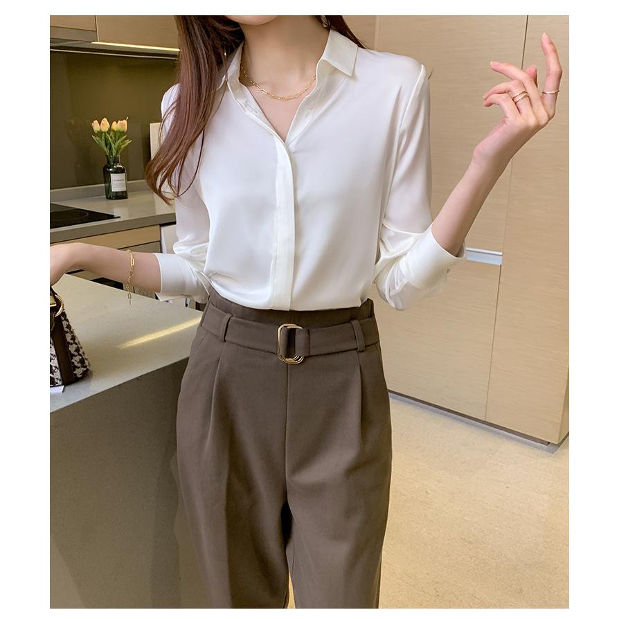 レディース サテンシャツ 長袖 ブラウス ファッション オフィス トップス カジュアルシャツ | ブランド登録なし | 15