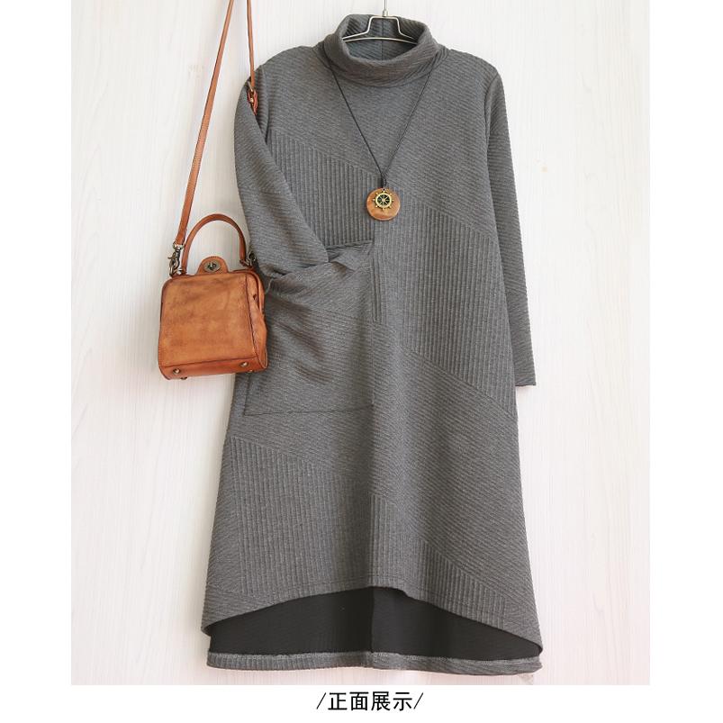 ワンピース レディース 秋 冬 長袖 ニット チュニック スカート マキシ ハイネック 体型カバー | ブランド登録なし | 06