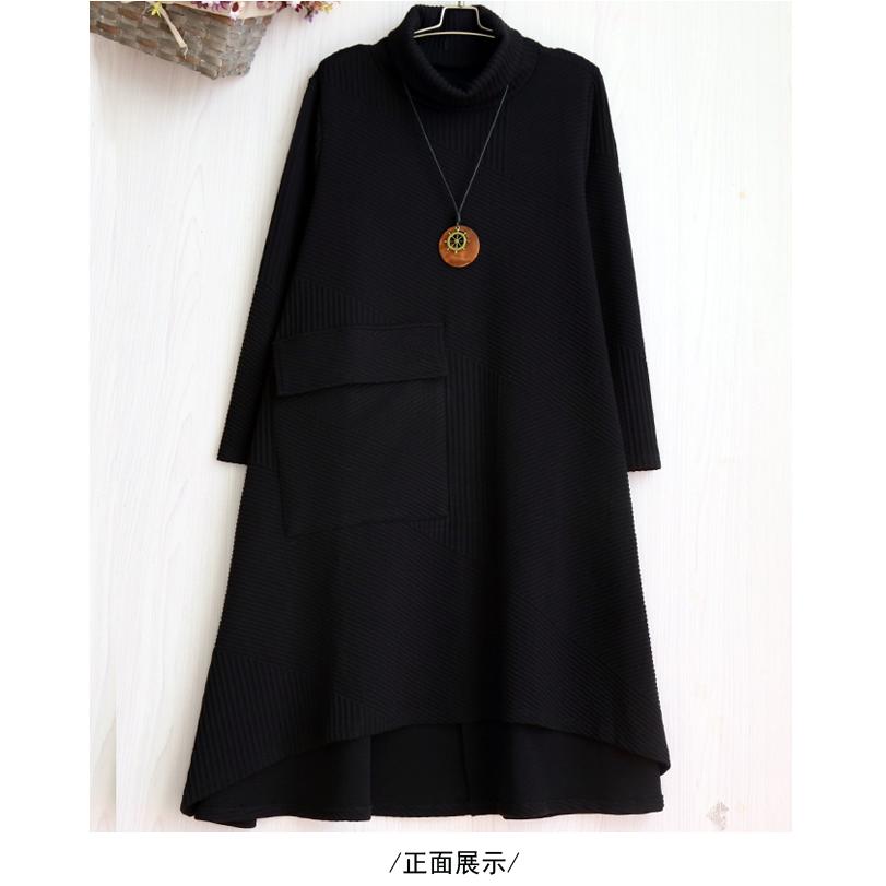 ワンピース レディース 秋 冬 長袖 ニット チュニック スカート マキシ ハイネック 体型カバー | ブランド登録なし | 07