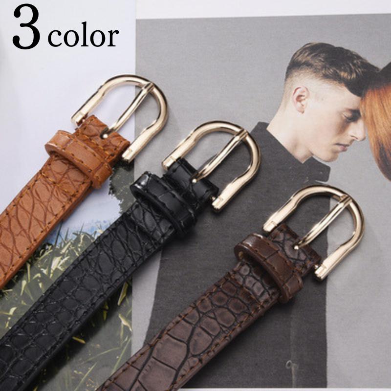 ベルト ワニ柄 革 レディース クロコダイル柄 ビジネス 仕事 スーツ カジュアル 細い | ブランド登録なし