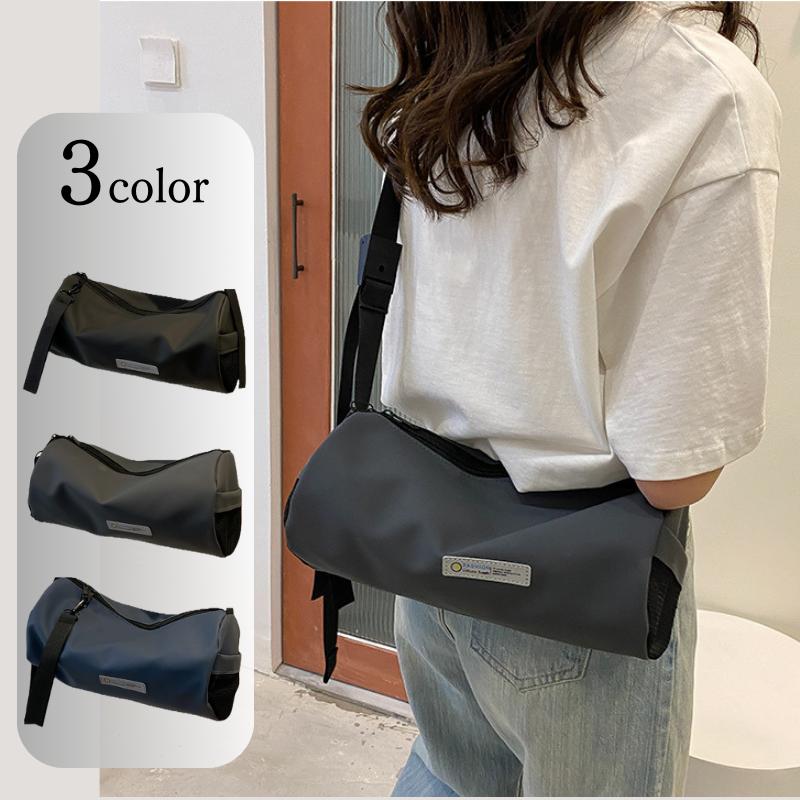 ショルダーバッグ 大きめ ファスナー レディース メンズ スポーツ レジャー 円筒 斜め掛け 軽量 10代 20代 30代 40代 | ブランド登録なし