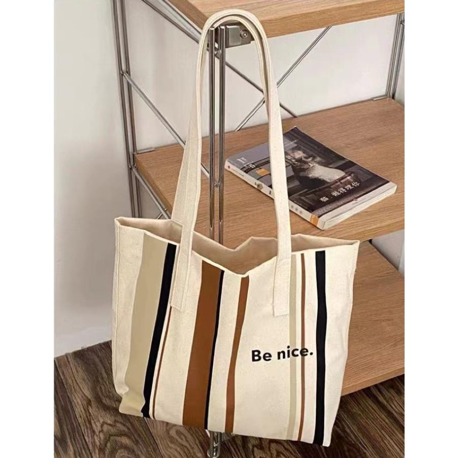 トートバッグ 帆布 A4 軽い レディース メンズ 手提げ かばん カジュアル ストライプ 通勤 通学 鞄 | ブランド登録なし | 05