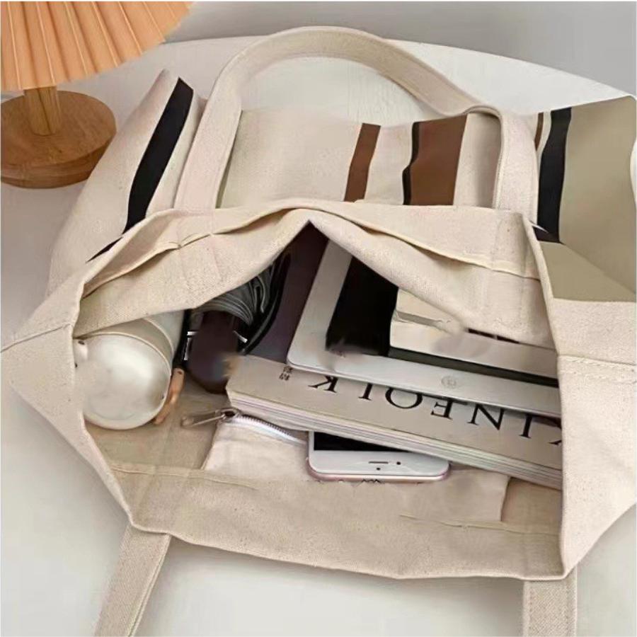 トートバッグ 帆布 A4 軽い レディース メンズ 手提げ かばん カジュアル ストライプ 通勤 通学 鞄 | ブランド登録なし | 06