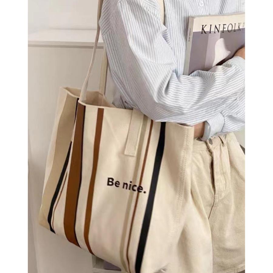 トートバッグ 帆布 A4 軽い レディース メンズ 手提げ かばん カジュアル ストライプ 通勤 通学 鞄 | ブランド登録なし | 03