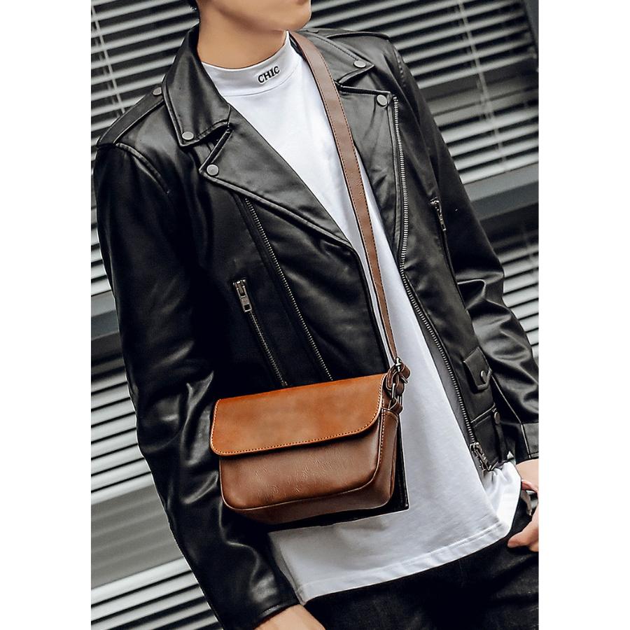 ショルダーバッグ メンズ 革 斜めがけ 軽量 レディース レザー ミニバッグ コンパクト 小物入れ | ブランド登録なし | 02