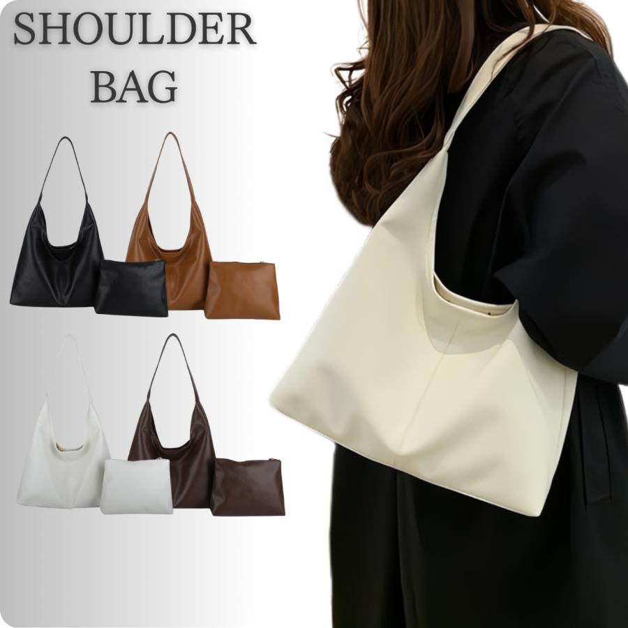 ショルダーバッグ レディース 軽い 化粧ポーチ付き トートバッグ レザー シンプル 手提げ かばん 通勤 通学 鞄 | ブランド登録なし