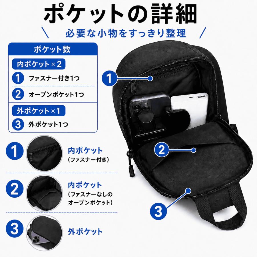 ボディバッグ メンズ 軽量 撥水 ショルダーバッグ 斜めがけ ウエストバッグ 男女兼用 レディース 大容量 通勤 通学 おしゃれ | ブランド登録なし | 07
