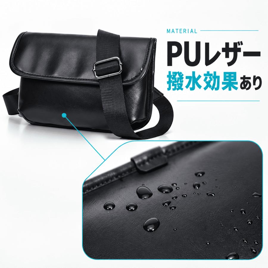 ショルダーバッグ メンズ レディース 斜めがけ 軽量 PUレザー 撥水 ミニバッグ 小さめ コンパクト ポシェット 通勤 通学 男女兼用 | ブランド登録なし | 05