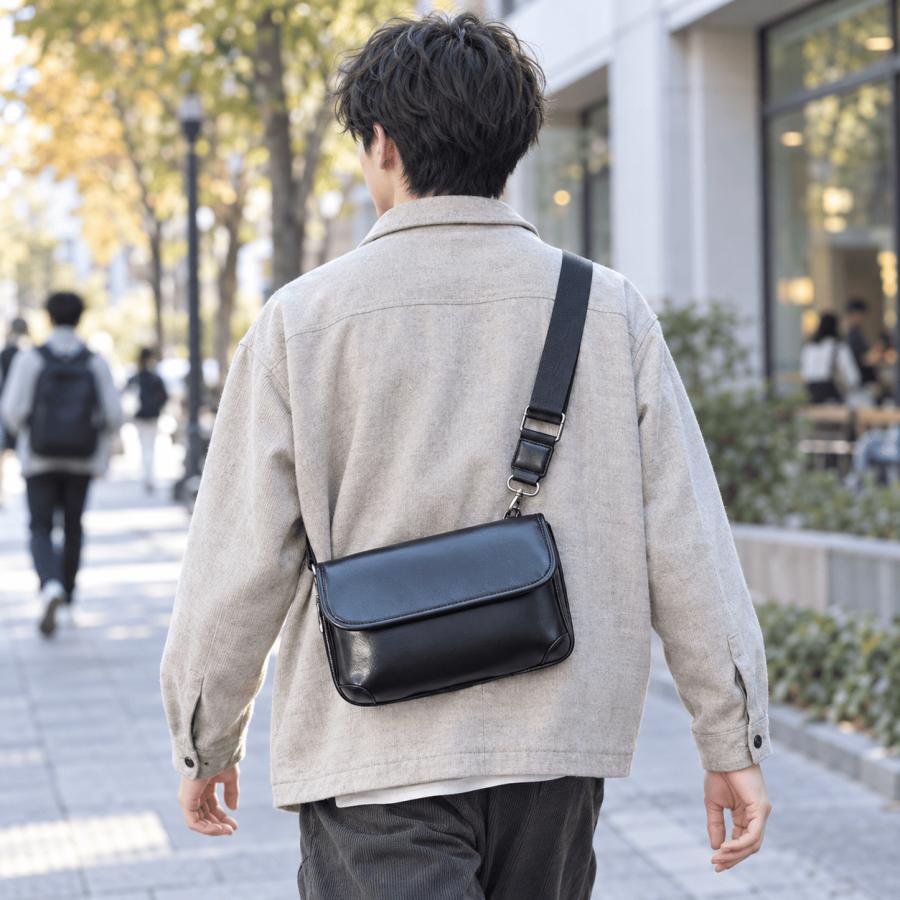 ショルダーバッグ メンズ レディース 斜めがけ 軽量 PUレザー 撥水 ミニバッグ 小さめ コンパクト ポシェット 通勤 通学 男女兼用 | ブランド登録なし | 08