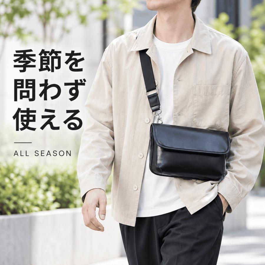 ショルダーバッグ メンズ レディース 斜めがけ 軽量 PUレザー 撥水 ミニバッグ 小さめ コンパクト ポシェット 通勤 通学 男女兼用 | ブランド登録なし | 01