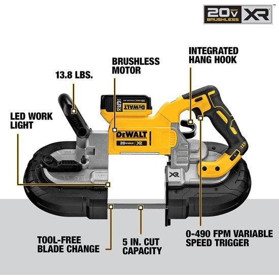 Dewalt デウォルト 20V MAX* Portable Band Saw Kit, Deep Cut (DCS374P2