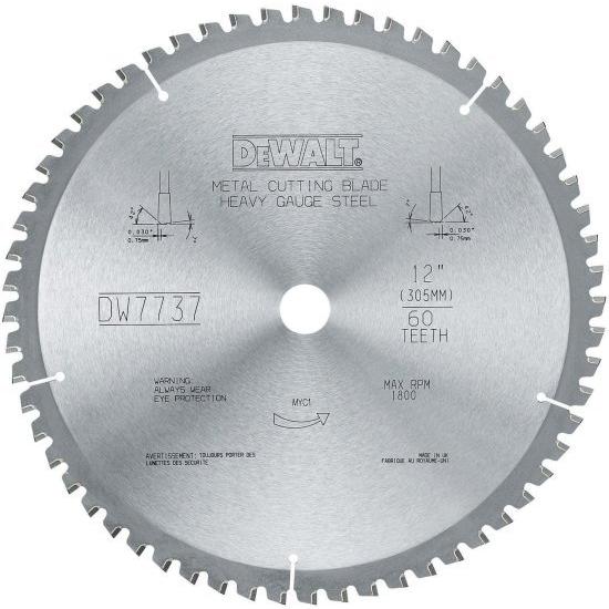Dewalt デウォルト DWA7737 60 Teeth Heavy Gauge Ferrous Metal Cutting 1-Inch Arbor， 12-Inch