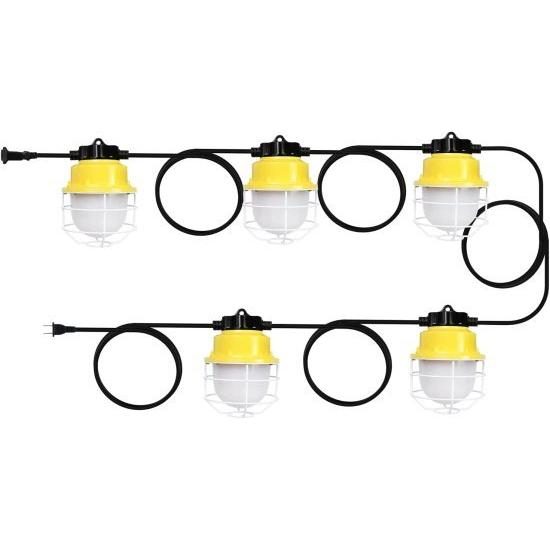 Lawind 60W 7500LM Construction Led String Lights,50ft Linkable Job Site