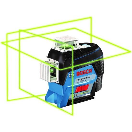 BOSCH ボッシュ GLL3-330CG 200ft 360-Degree Green Beam Three-Plane Self-Leveling & Alignment-Line Laser with (1) 12V Max Lithium-Ion 2.0 Ah Batte