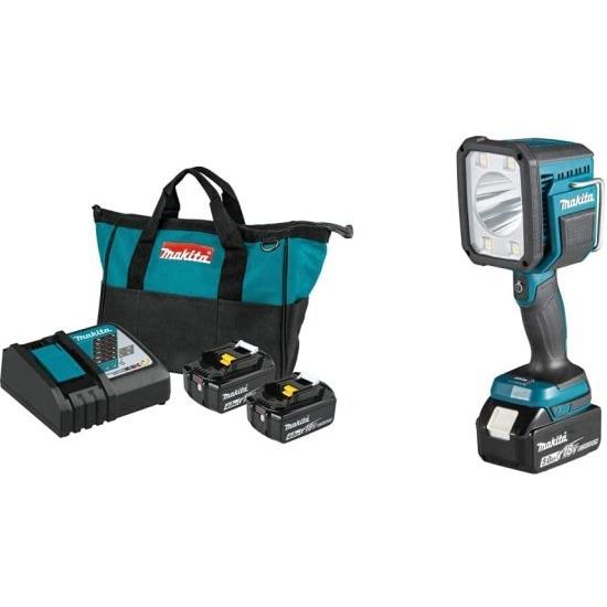 Makita マキタ BL1840BDC2 18V LXT Lithium-Ion Battery and Rapid Optimum Charger Starter Pack (4.0Ah) with DML812 18V LXT Lithium-Ion Cordless L.E