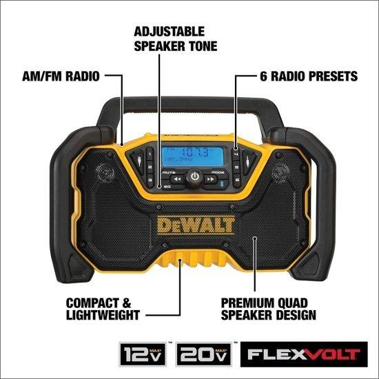 Dewalt デウォルト 12V/20V MAX* Portable Radio, Bluetooth, Cordless, Jobsite, Tool Only (DCR028B)｜importdiy｜02