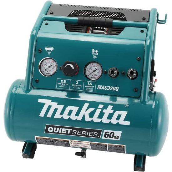 Makita マキタ MAC320Q Quiet Series 1-1/2 HP， 3 Gallon， Oil-Free， Electric Air Compressor