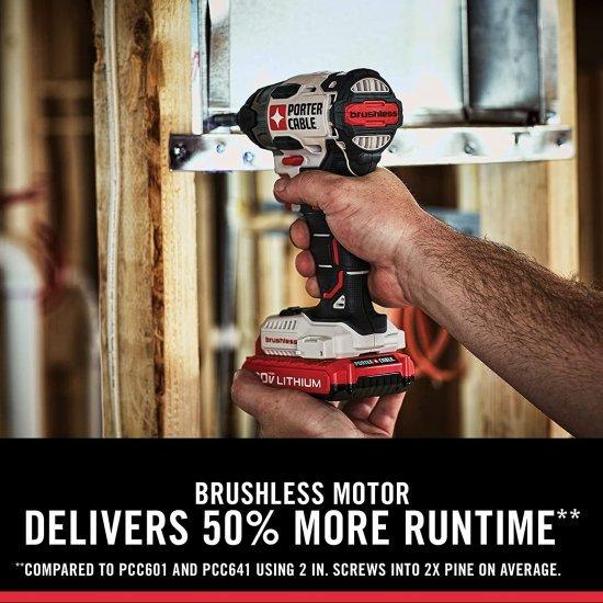 PORTER-CABLE 20V MAX* Cordless Drill Combo Kit， Brushless，