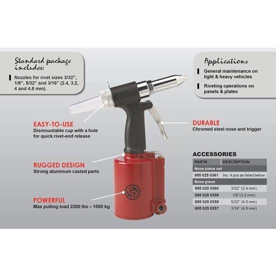Chicago Pneumatic Tool CP9882 Air Hydraulic Riveter Rivet Gun with