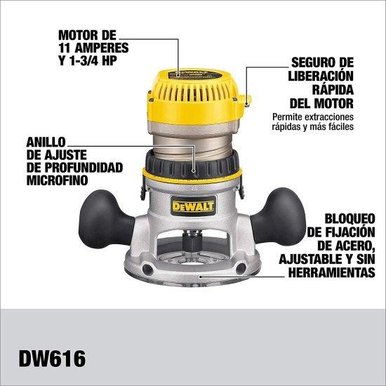 Dewalt デウォルト Router, Fixed Base, 1-3/4-HP (DW616) , Yellow : 輸入DIY・工具通販 ...
