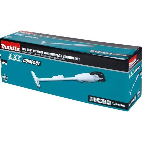 Makita マキタ XLC02RB1W 18V LXT LithiumIon Compact Cordless Vacuum Kit (2.0Ah), 1.3 Pint