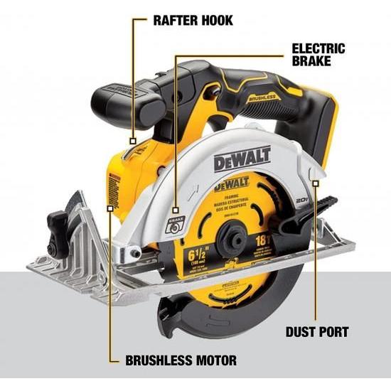 DEWALT 20V MAX* 6-1/2インチ ブラシレス コードレス 丸鋸（工具のみ） (DCS565B)_2