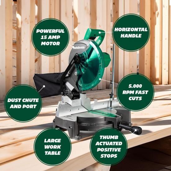 Metabo HPT 複合マイターソーと鋸台セット、10インチ＆シングルベベル 