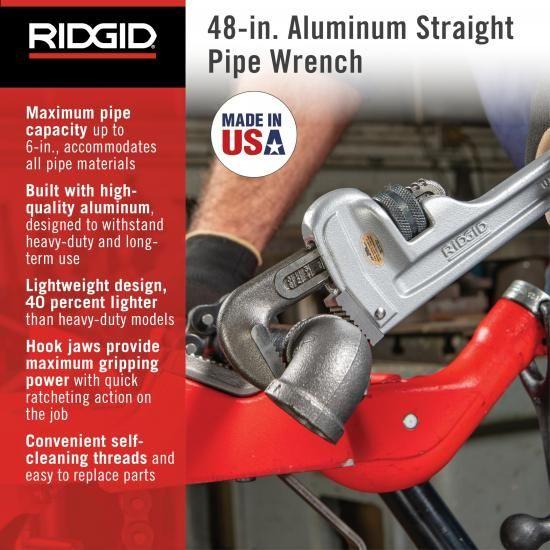 RIDGID 31115 モデル848 アルミニウムストレートパイプレンチ、48インチ配管レンチ_2