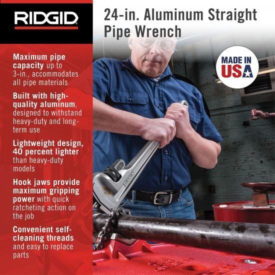 RIDGID 31105 モデル824 アルミニウムストレートパイプレンチ、24